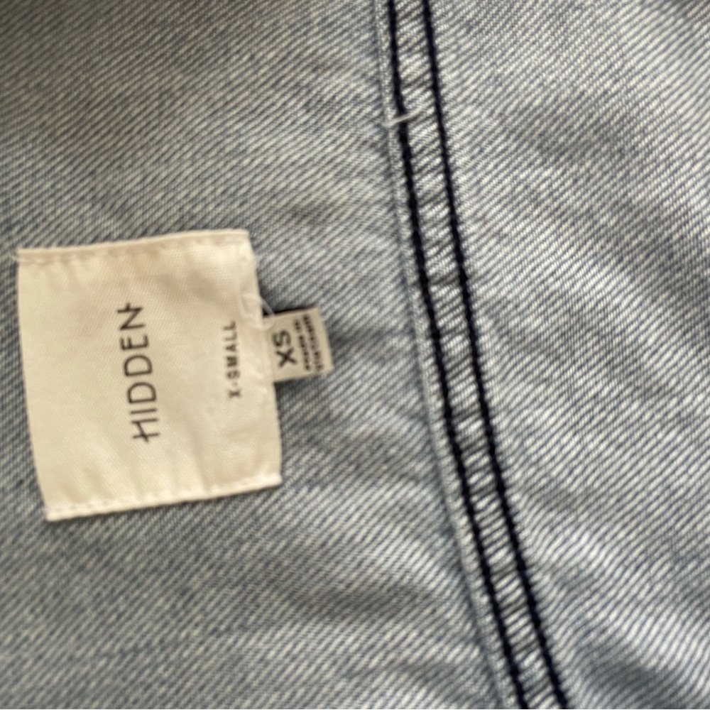 Distressed Collarless Denim Jacket - image 5